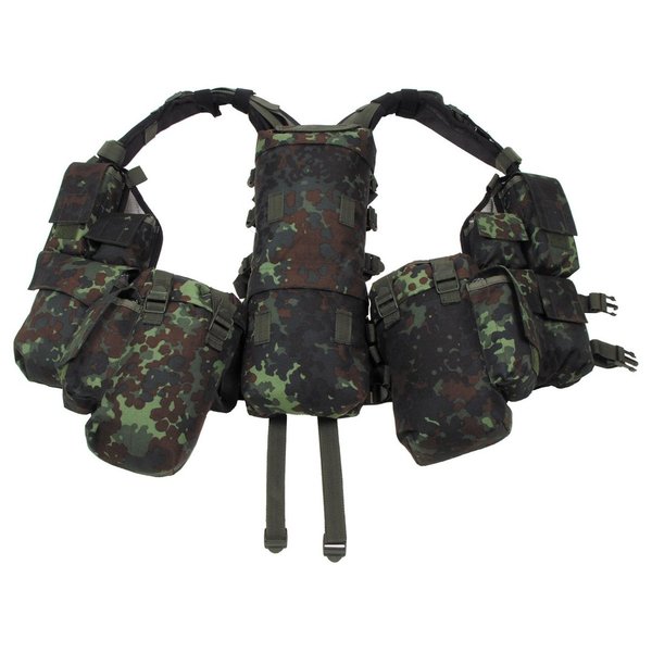 Tactical Vest, met vele Tassen Duitse Camo