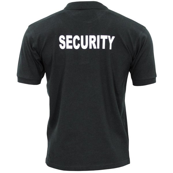 Poloshirt in zwart met "Security" bedrukt