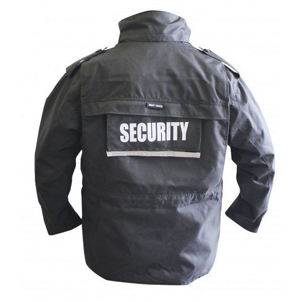 Jas "Security", zwart met capuchon