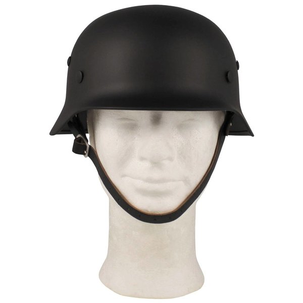 Stalen helm WOII, zwart, binnenste gedeelte leer