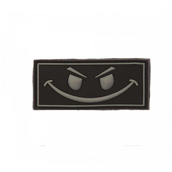 Patch / Embleem 3D PVC Smiley Zwart