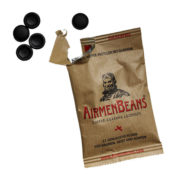 4  x AirmenBeans koffie zuigtabbetten met  Guarana , (21 zuigtabletten per pakje)